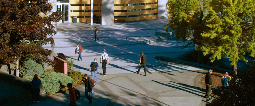 Students walking on campus