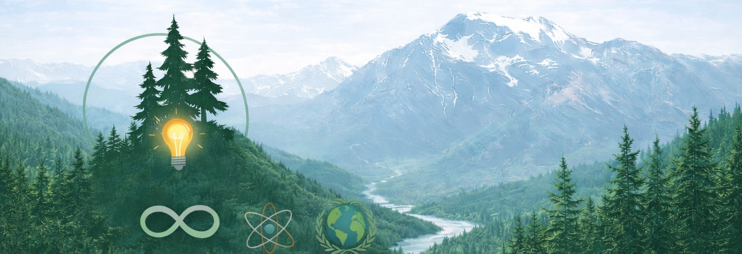 Tutoring Center banner with mountain landscape and subtle academic symbols representing learning, science, and humanities